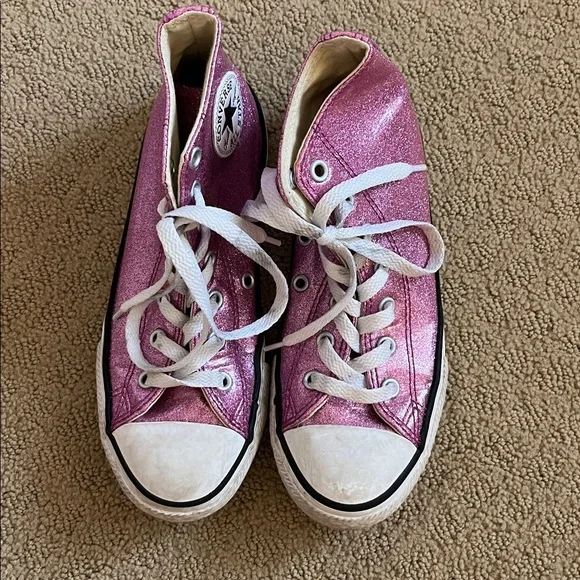 Converse Glittery Pink High-Top Sneakers - Picture 3 of 5